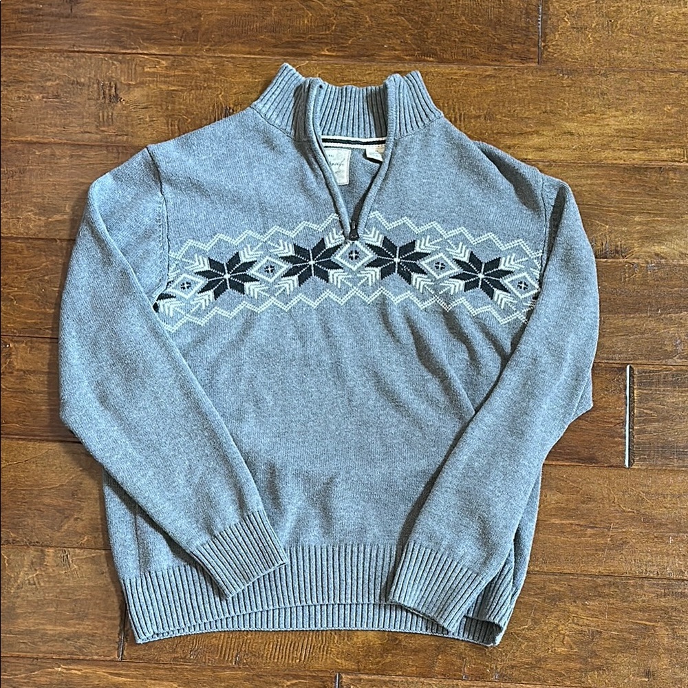 Original Weatherproof Vintage Quarter Zip Sweater 100% Cotton Snowflake M Medium
